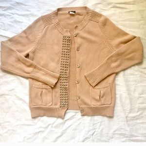 J crew studded tan button up long sleeve cardigan